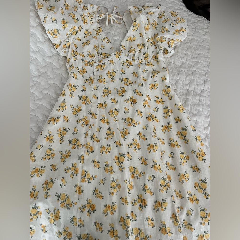 Floral Yellow and White Dress